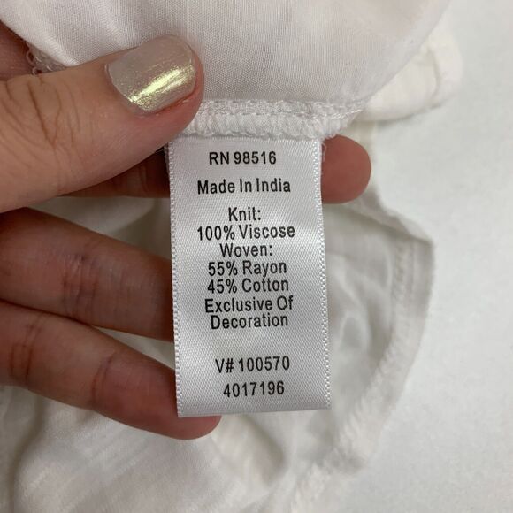 Coldwater Creek Embroidered Tunic Womens M Medium White Button Front Semi Sheer - Picture 13 of 15